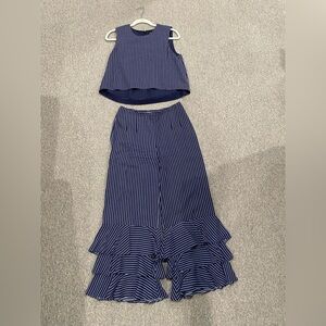 Club Monaco Navy and White Striped Ensemble
